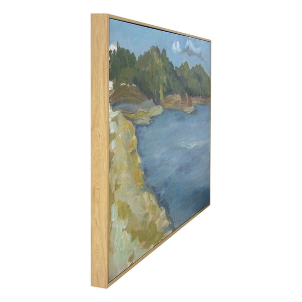 HomeRoots Inlet Beach Hand-Detailed Acrylic Canvas Art in Natural Floater Frame for Coastal Elegance 610398