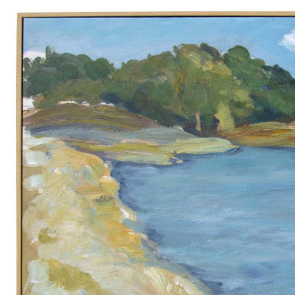 HomeRoots Inlet Beach Hand-Detailed Acrylic Canvas Art in Natural Floater Frame for Coastal Elegance 610398