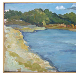 HomeRoots Inlet Beach Hand-Detailed Acrylic Canvas Art in Natural Floater Frame for Coastal Elegance 610398