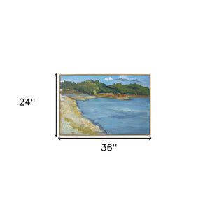 HomeRoots Inlet Beach Hand-Detailed Acrylic Canvas Art in Natural Floater Frame for Coastal Elegance 610398