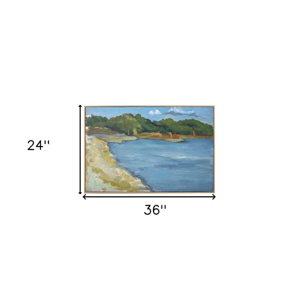 HomeRoots Inlet Beach Hand-Detailed Acrylic Canvas Art in Natural Floater Frame for Coastal Elegance 610398