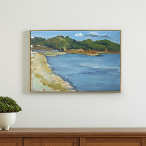 HomeRoots Inlet Beach Hand-Detailed Acrylic Canvas Art in Natural Floater Frame for Coastal Elegance 610398