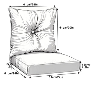 English Elm Outdoor Deep Seat Cushions for Patio Furniture Waterproof Replacement Chair Cushions Set of 2 17x15x16 Durable Comfort Grey W419P290491