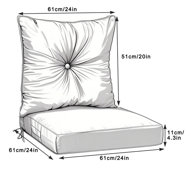 English Elm Outdoor Deep Seat Cushions for Patio Furniture Waterproof Replacement Chair Cushions Set of 2 17x15x16 Durable Comfort Grey W419P290491