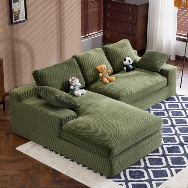 English Elm White Corduroy Compact Sofa Soft Upholstered Seating for Casual Scandinavian Living Rooms W3612S00014