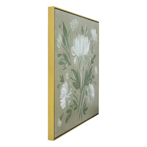 HomeRoots White Flower Bouquet Wall Art in Gold Floater Frame – Hand-Finished Canvas for Elegant Decor 610400