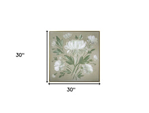 HomeRoots White Flower Bouquet Wall Art in Gold Floater Frame – Hand-Finished Canvas for Elegant Decor 610400