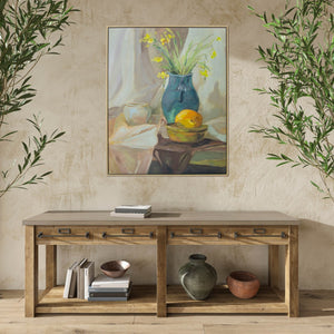 HomeRoots Still Life Vase Hand-Embellished Wall Art in Floater Frame | Elegant 36x24 Canvas Decor for Any Room 610401