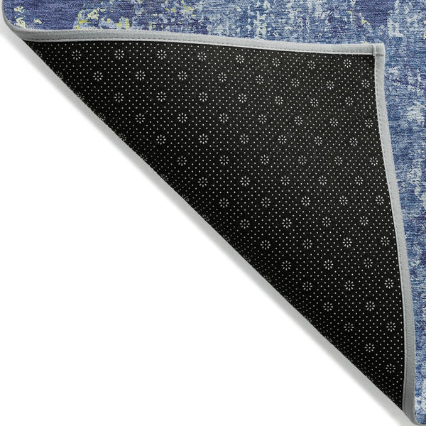 HomeRoots 5' Navy Blue and Denim Abstract Area Rug - Washable, Durable Design for Indoor and Outdoor Use 5' X 8' 610409