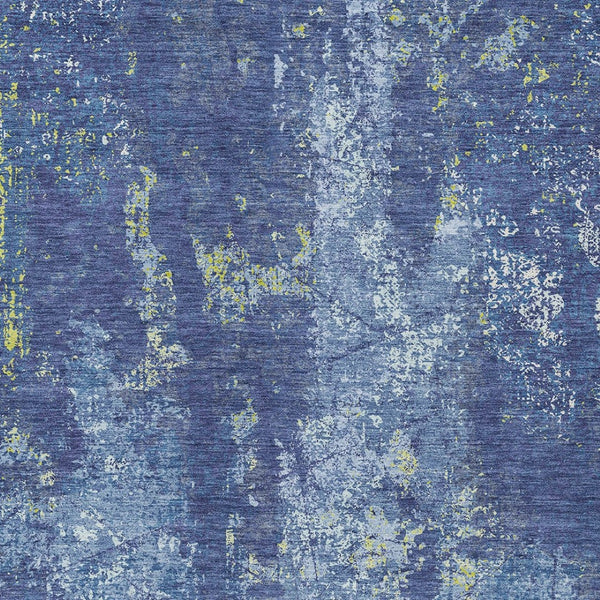 HomeRoots 5' Navy Blue and Denim Abstract Area Rug - Washable, Durable Design for Indoor and Outdoor Use 5' X 8' 610409
