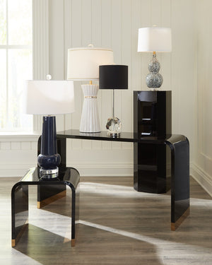 Wildwood Classic Blue Lamp With 30" Glazed Ceramic Gourd Base, White Silkette Shade & Acrylic Accents For Cozy Illumination 61041