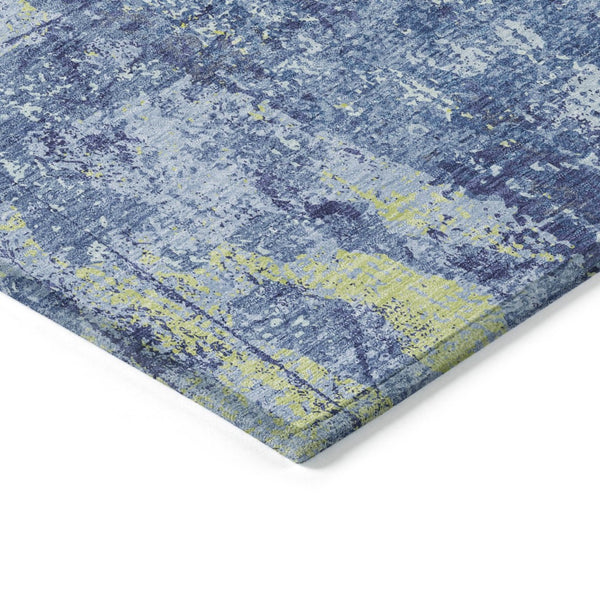 HomeRoots 5' Navy Blue and Denim Abstract Area Rug - Washable, Durable Design for Indoor and Outdoor Use 8' X 10' 610411