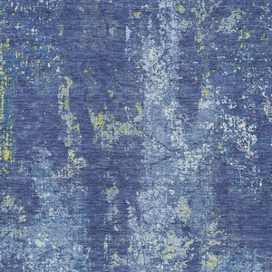 HomeRoots 5' Navy Blue and Denim Abstract Area Rug - Washable, Durable Design for Indoor and Outdoor Use 8' X 10' 610411