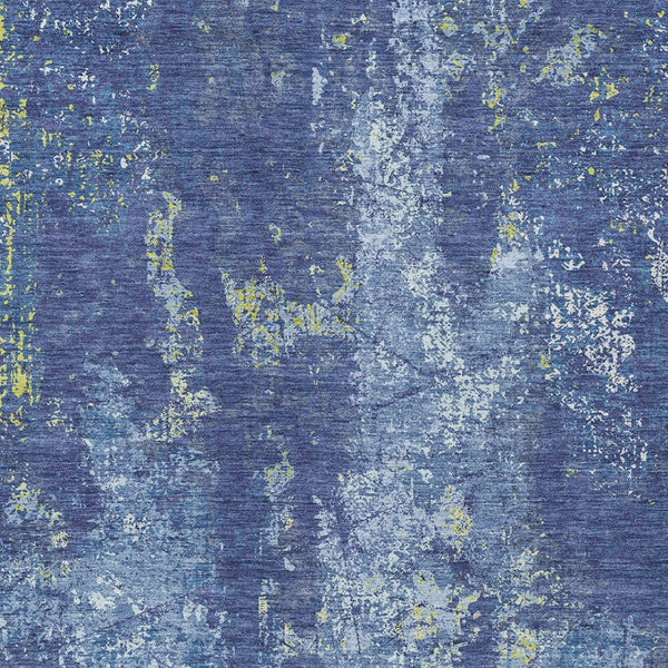 HomeRoots 5' Navy Blue and Denim Abstract Area Rug - Washable, Durable Design for Indoor and Outdoor Use 9' X 12' 610412