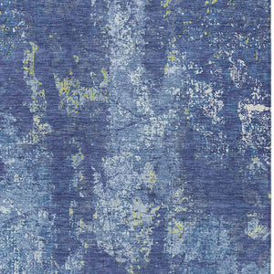 HomeRoots 5' Navy Blue and Denim Abstract Area Rug - Washable, Durable Design for Indoor and Outdoor Use 10' X 14' 610413