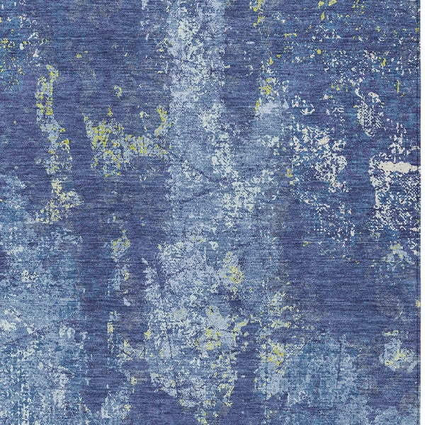 HomeRoots 5' Navy Blue and Denim Abstract Area Rug - Washable, Durable Design for Indoor and Outdoor Use 10' X 14' 610413