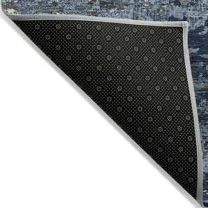 HomeRoots 5' Stylish Blue and Navy Abstract Area Rug – Durable, Washable, Indoor/Outdoor, Low-Maintenance Decor 5' X 8' 610427