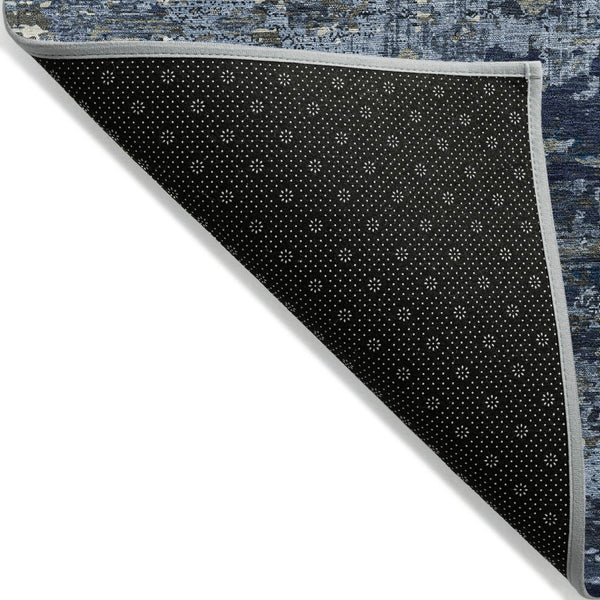 HomeRoots 5' Stylish Blue and Navy Abstract Area Rug – Durable, Washable, Indoor/Outdoor, Low-Maintenance Decor 5' X 8' 610427