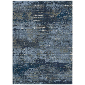 HomeRoots 5' Stylish Blue and Navy Abstract Area Rug – Durable, Washable, Indoor/Outdoor, Low-Maintenance Decor 8' X 10' 610429