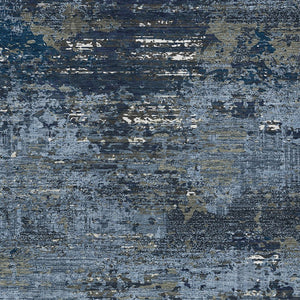 HomeRoots 5' Stylish Blue and Navy Abstract Area Rug – Durable, Washable, Indoor/Outdoor, Low-Maintenance Decor 10' X 14' 610431