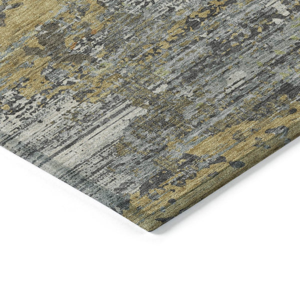 HomeRoots 5' Gold and Taupe Abstract Washable Area Rug - Stylish, Durable, Indoor/Outdoor Use with Easy Care 5' X 8' 610433