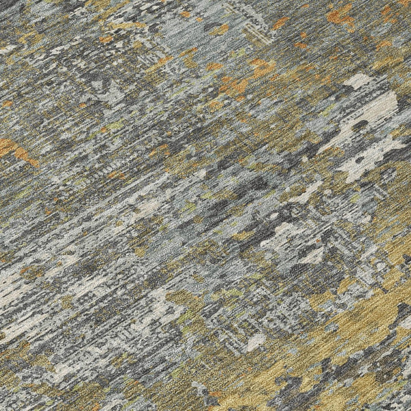 HomeRoots 5' Gold and Taupe Abstract Washable Area Rug - Stylish, Durable, Indoor/Outdoor Use with Easy Care 5' X 8' 610433