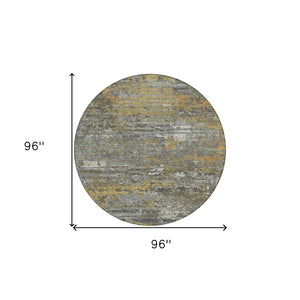 HomeRoots 5' Gold and Taupe Abstract Washable Area Rug - Stylish, Durable, Indoor/Outdoor Use with Easy Care 8' Round 610434