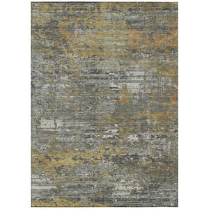 HomeRoots 5' Gold and Taupe Abstract Washable Area Rug - Stylish, Durable, Indoor/Outdoor Use with Easy Care 8' X 10' 610435
