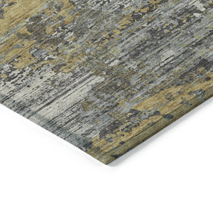 HomeRoots 5' Gold and Taupe Abstract Washable Area Rug - Stylish, Durable, Indoor/Outdoor Use with Easy Care 8' X 10' 610435