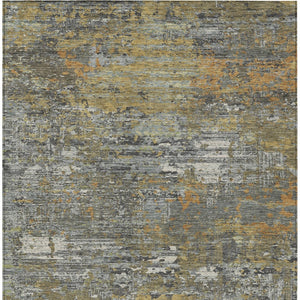 HomeRoots 5' Gold and Taupe Abstract Washable Area Rug - Stylish, Durable, Indoor/Outdoor Use with Easy Care 9' X 12' 610436