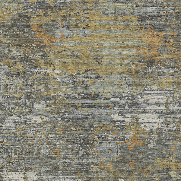HomeRoots 5' Gold and Taupe Abstract Washable Area Rug - Stylish, Durable, Indoor/Outdoor Use with Easy Care 9' X 12' 610436