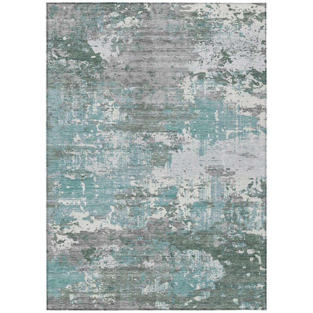 HomeRoots 5' Coastal-Inspired Blue and Teal Abstract Area Rug - Durable, Washable for Indoor & Outdoor Use 5' X 8' 610439
