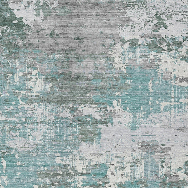HomeRoots 5' Coastal-Inspired Blue and Teal Abstract Area Rug - Durable, Washable for Indoor & Outdoor Use 5' X 8' 610439