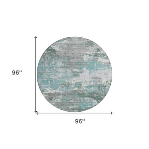 HomeRoots 5' Coastal-Inspired Blue and Teal Abstract Area Rug - Durable, Washable for Indoor & Outdoor Use 8' Round 610440