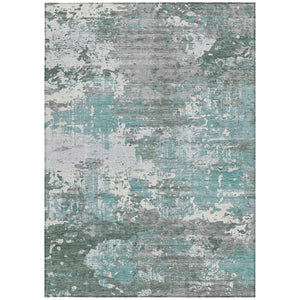 HomeRoots 5' Coastal-Inspired Blue and Teal Abstract Area Rug - Durable, Washable for Indoor & Outdoor Use 8' X 10' 610441