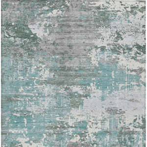 HomeRoots 5' Coastal-Inspired Blue and Teal Abstract Area Rug - Durable, Washable for Indoor & Outdoor Use 8' X 10' 610441