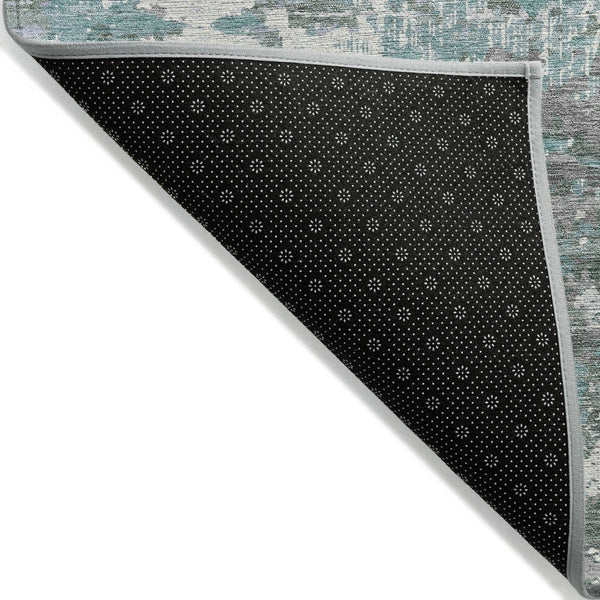 HomeRoots 9' X 12' Blue & Teal Abstract Washable Area Rug - Stylish, Durable, Indoor/Outdoor Versatility 610442