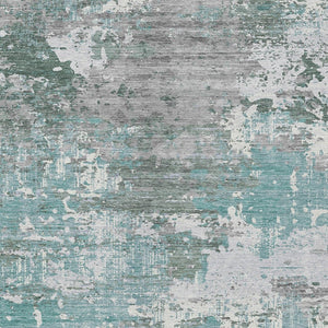 HomeRoots 9' X 12' Blue & Teal Abstract Washable Area Rug - Stylish, Durable, Indoor/Outdoor Versatility 610442