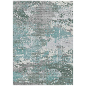 HomeRoots 5' Coastal-Inspired Blue and Teal Abstract Area Rug - Durable, Washable for Indoor & Outdoor Use 10' X 14' 610443