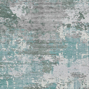 HomeRoots 5' Coastal-Inspired Blue and Teal Abstract Area Rug - Durable, Washable for Indoor & Outdoor Use 10' X 14' 610443