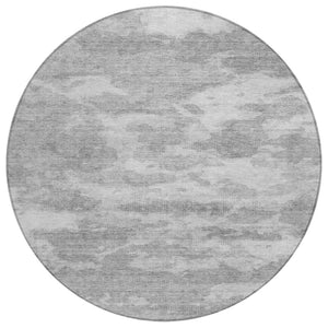 HomeRoots 5' Stylish Silver and Gray Abstract Area Rug - Durable, Washable, Perfect for Indoor or Outdoor Spaces 8' Round 610446