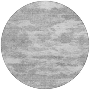 HomeRoots 5' Stylish Silver and Gray Abstract Area Rug - Durable, Washable, Perfect for Indoor or Outdoor Spaces 8' Round 610446
