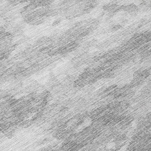 HomeRoots 5' Stylish Silver and Gray Abstract Area Rug - Durable, Washable, Perfect for Indoor or Outdoor Spaces 8' Round 610446