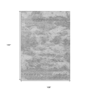 HomeRoots 9' X 12' Silver and Gray Abstract Area Rug – Stylish, Washable, Durable for Indoor & Outdoor Spaces! 610448