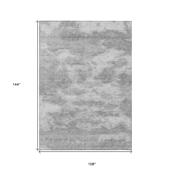HomeRoots 9' X 12' Silver and Gray Abstract Area Rug – Stylish, Washable, Durable for Indoor & Outdoor Spaces! 610448