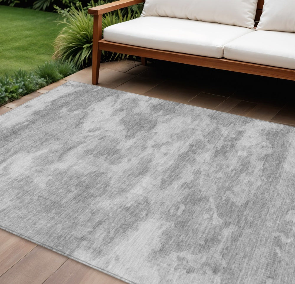 HomeRoots 9' X 12' Silver and Gray Abstract Area Rug – Stylish, Washable, Durable for Indoor & Outdoor Spaces! 610448