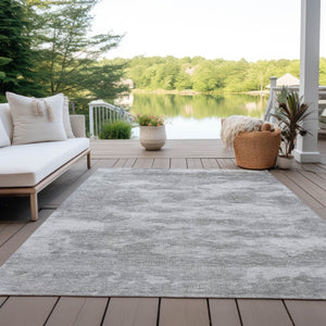 HomeRoots 9' X 12' Silver and Gray Abstract Area Rug – Stylish, Washable, Durable for Indoor & Outdoor Spaces! 610448