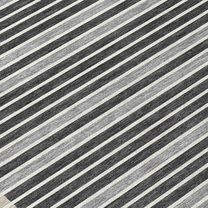 HomeRoots 8' Round Black and Beige Striped Area Rug – Stylish, Washable, Durable for Indoor & Outdoor Spaces 610458