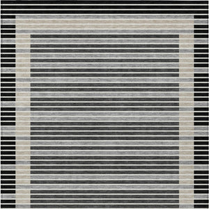 HomeRoots 5' Black and Beige Striped Washable Area Rug - Durable, Stylish Design for Indoor and Outdoor Spaces 8' X 10' 610459