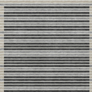 HomeRoots 5' Black and Beige Striped Washable Area Rug - Durable, Stylish Design for Indoor and Outdoor Spaces 9' X 12' 610460